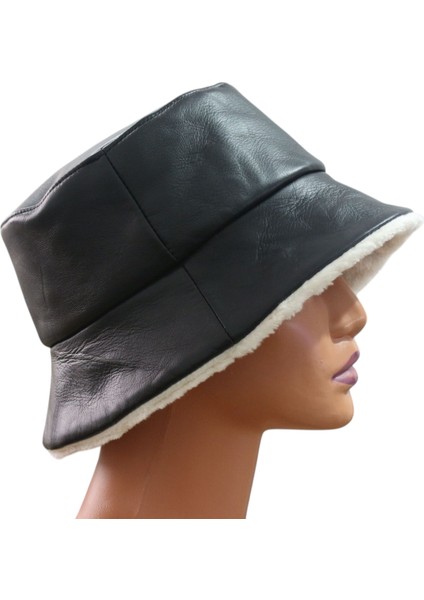 Hakiki Deri Kadın Bucket Şapka modelleri