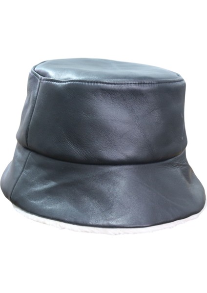 Hakiki Deri Kadın Bucket Şapka