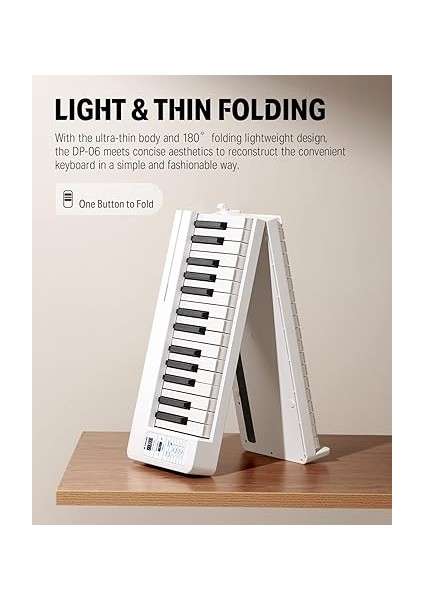 Dp-06 Katlanabilir Piyano, 61 Tuşlu Tam Boy Yarı Ağırlıklı Klavye, Bluetooth Taşınabilir E-Piyano, Yeni Başlayanlar Için, Çantalı fiyatları