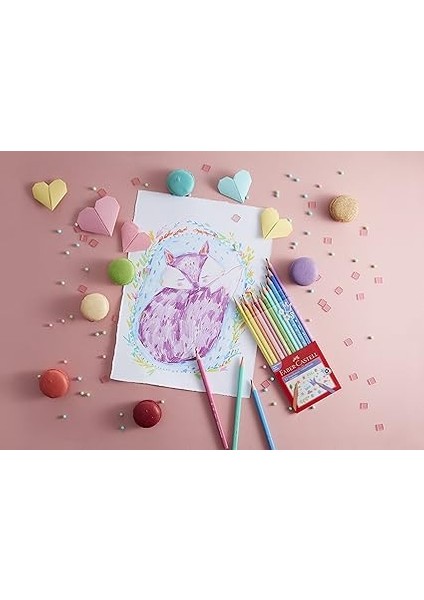 Pastel Renkler Üçgen Boya Kalemi 12'li modelleri