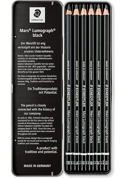 100B G6 Mars Lumograph Black Kurşun Kalem 6'lı Metal Kutuda 8b, 6b, 2 Adet 4b, 2 Adet 2b fiyatları