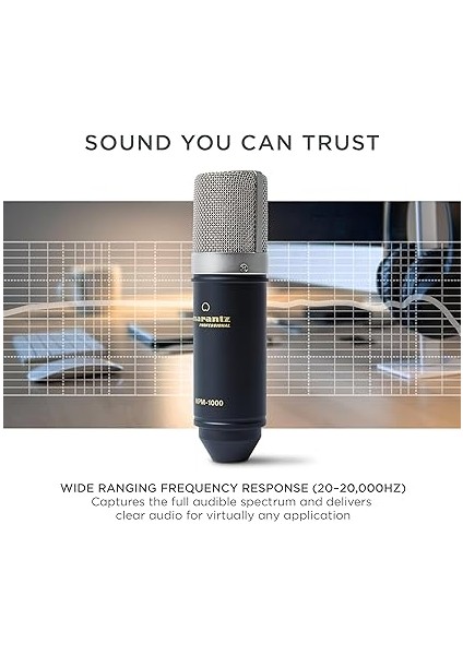 Professional MPM-1000 - Podcast, Akış, Şarkı Söyleme, Tele-Çalışma ve Oyun Için Masa Standı ve Kablolu Xlr Kondenser Stüdyo Mikrofonu fırsatları