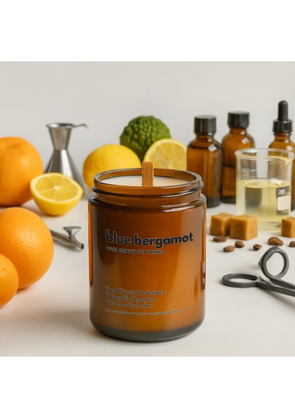 : Blue Bergamot : Amber Cam Kavanozda : Kokulu Soya Mum (Bergamot, Neroli, Kakule, Limonel, Narenciye)