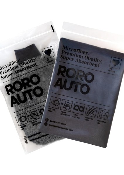 Auto Siyah Mikrofiber Araç Kurulama Havlusu 60X90 ve Oto Yıkama Eldiveni Seti