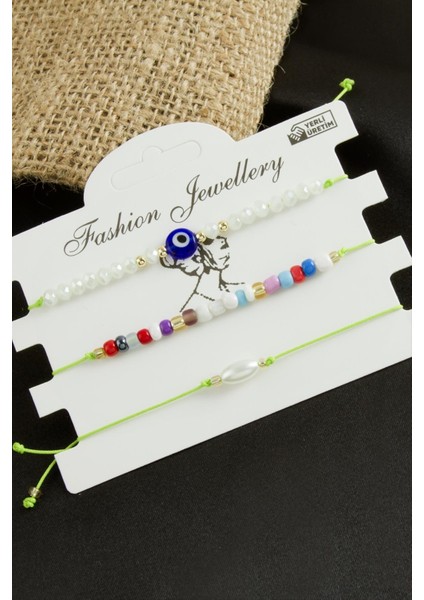 shop 3 Adet Nazar Kristal Kum Boncuk Bileklik-Lila fiyatları