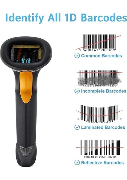 LS2208-SR20007R-UR 1d USB El Tıpı Barkod Okuyucu Sıyah +Ayak fırsatları