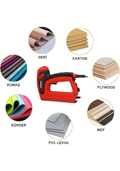 KBZ200 8-16MM Zımba ve 15-16MM Profesyonel Çivi Çakma Makinesi + 3000 Adet Yedek Zımba ve Çivi, Kırmızı/siyah indirimleri