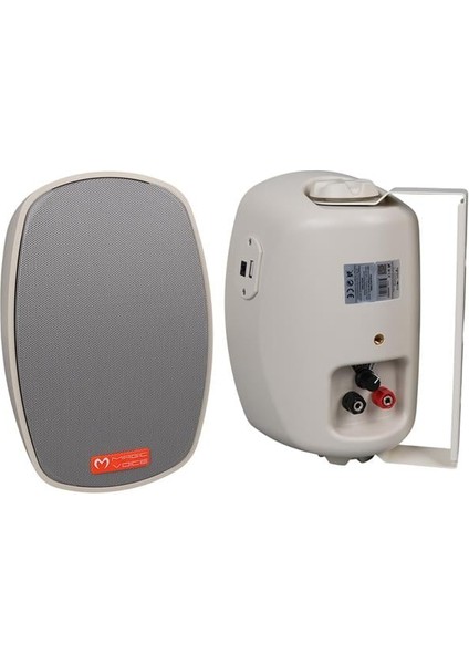 Mv-22 12 cm 40 Watt Komütatörlü Hat Trafolu Krem Beyaz Sütun Hoparlör (2'li Takım)