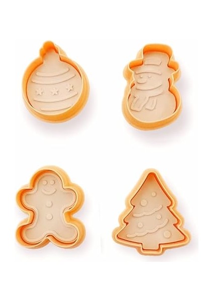 Şekilli Adam Çam Ağacı Basmalı Kurabiye Kalıbı Gingerbread Man Desenli Şeker Hamuru Kesici Aparat (Konsept 1, Krem-Turuncu) modelleri