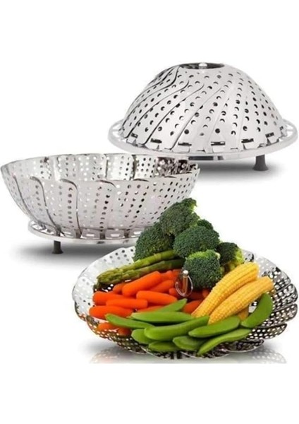 Buharda Pişirme Aparatı, Metal Buharda Pişirici, Katlanabilen Buharda Pişirme Aleti fırsatları