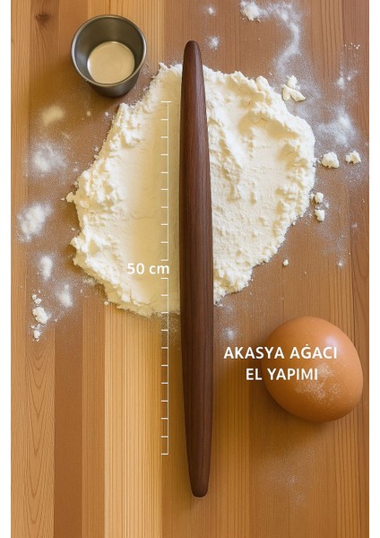 Oklava 50 cm Akasya Ağacı | El Yapımı Hamur Açıcı | Doğal ve Dayanıklı Mutfak Aracı fiyatları