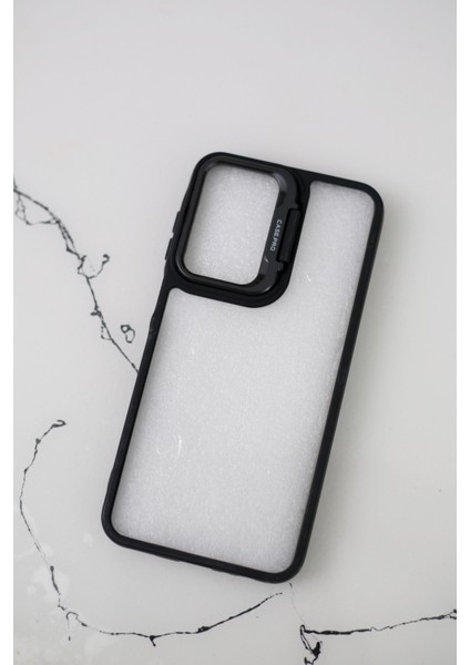 IPHONE 14 Promax Standlı Şeffaf Telefon Kılıfı Siyak Geçişli