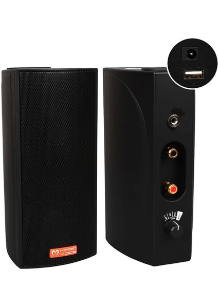 Mv-19 2x7.5 cm 40 Watt Komütatörlü Hat Trafolu Siyah Sütun Hoparlör (2'li Takım)