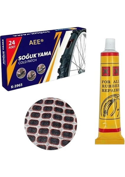 25'li Bisiklet Yama Kiti Bisiklet Lastik Tamir Seti Soğuk Yama