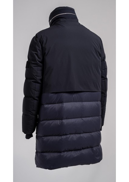 Lacivert Uzun Şişme Mont Erkek Kışlık Su Geçirmez Kapüşonlu Kalın Mont fiyatları