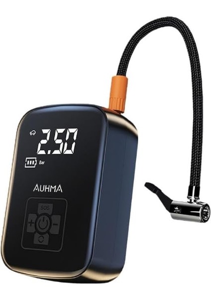 Kompresörü, 150 Psı Dijital Göstergeli Oto Kompresör, Araba, Motosiklet, Bisiklet ve Top Için, Taşınabilir Şarjlı Kullanım, Fener Işığı, 4000 Mah Batarya, 3 Farklı Başlık (Psı,kpa,bar,kg/cm²)