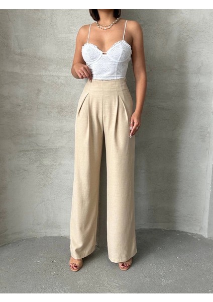 Pileli Keten Pantolon S255046 fırsatları