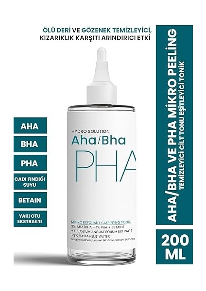 Hydro Solutıon Aha/bha ve Pha Mikro Peeling Temizleyici Cilt Tonu Eşitleyici Tonik 200 ml fiyatları