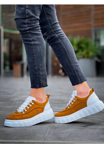 KB-X10 Kuback Taba Süet Beyaz Yüksek Taban Günlük Spor Ayakkabı modelleri