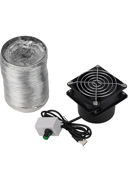 Banyo Aspiratörü USB Kanalı Egzoz Fanı - Ayarlanabilir Hız - Atölye, Mutfak, Banyo Için Duman Emici Fan Borusu Kanalı Egzoz Fanı (Fan Artı 3 M Boru)