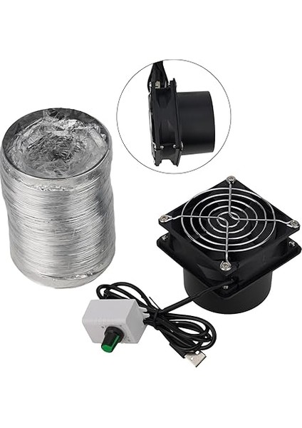 Banyo Aspiratörü USB Kanalı Egzoz Fanı - Ayarlanabilir Hız - Atölye, Mutfak, Banyo Için Duman Emici Fan Borusu Kanalı Egzoz Fanı (Fan Artı 3 M Boru) fiyatları