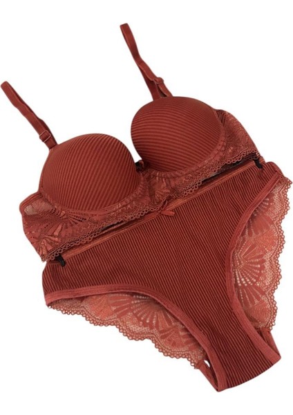 Kadın Dolgulu B Cup Balenli Telli Sütyen Takımı