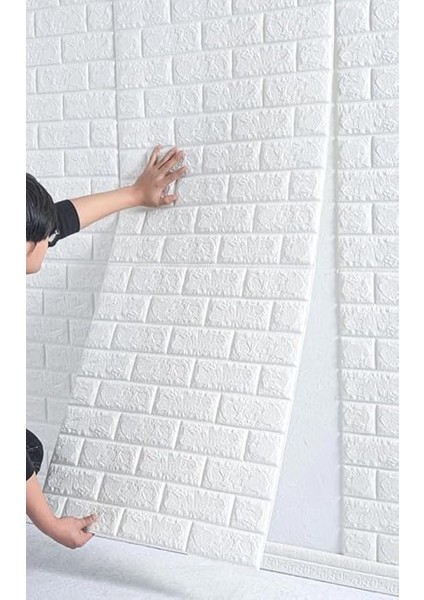 Duvarlar Kendinden Yapışkanlı Beyaz Tuğla Desen 3D Banyo, Balkon, Konteyner Kaplama Duvar Kağıdı Paneli Tek Parça 70X500 cm modelleri