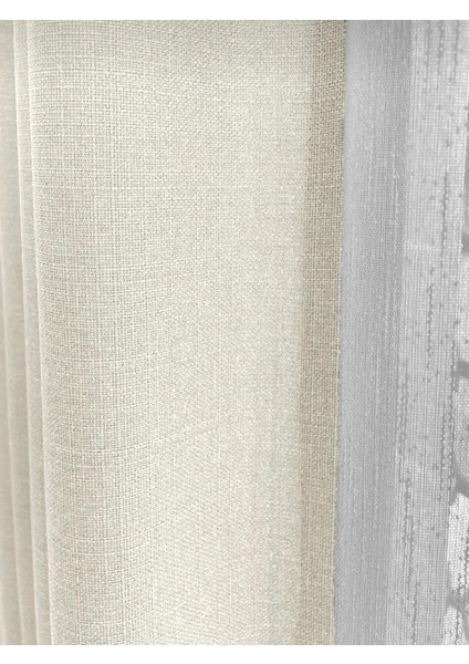 Nova Keten Fon Perde Ekru Krem 1 / 3 Sık Pileli (Tek Kanat ) Tül, Pano, Fon, Blackout, fırsatları