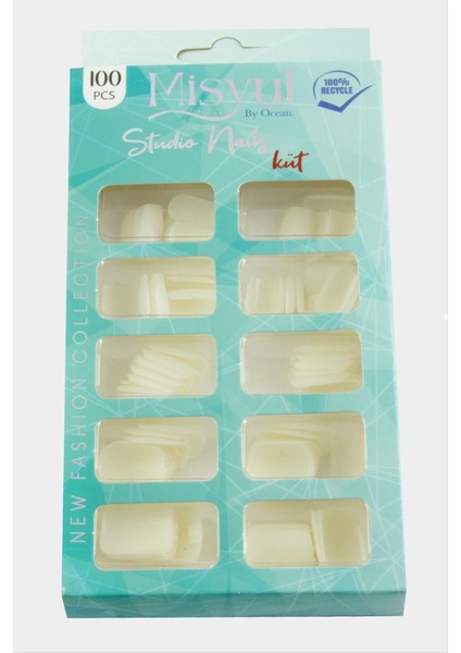 Resveq Misyul Küt Takma Tırnak 100 Adet-Krem modelleri