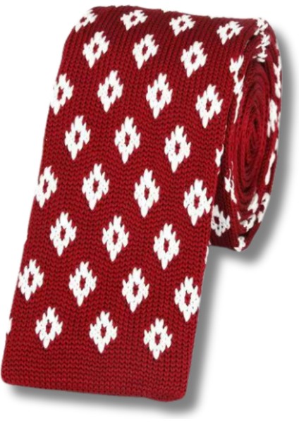 Kırmızı Beyaz Örme Kravat