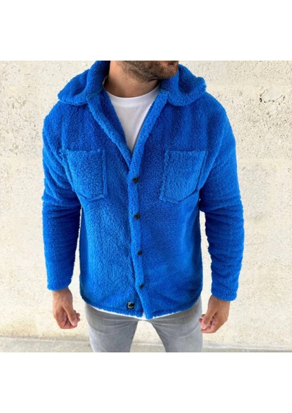 Erkek Pelüş Polar Hırka Gömlek – Yakalı, Ilik Düğmeli, Göğüs Cepli, Yumuşak Dokulu Kışlık Regular Fit Rahat Günlük Model - Saks Mavisi modelleri