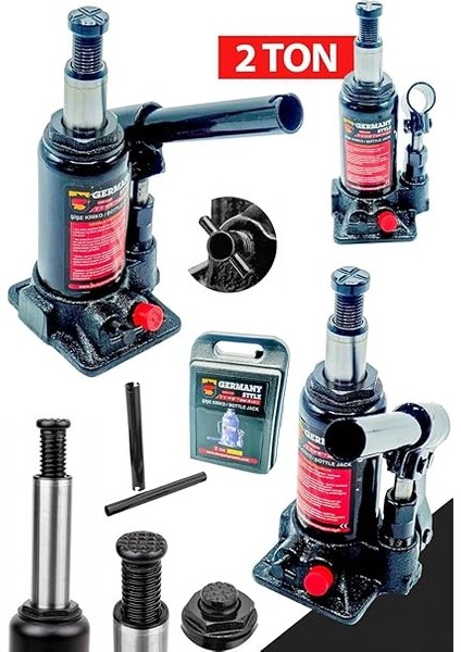 Germany Style Titanium Pro Black 2 Ton Hidrolik Araba Karavan Oto Şişe Kriko fiyatları