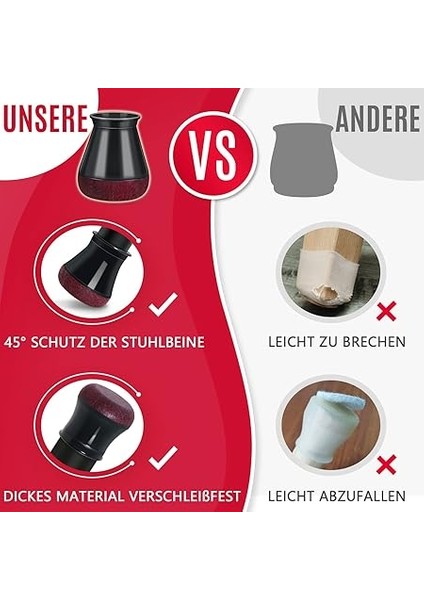 24 Adet Sandalye Ayağı Kapağı, Sandalye Ayakları Için Siyah Koruyucu Kapak, Keçeli, Keçe Kaydırıcı, Sandalye Bacakları Için Silikon Koruma Kapakları, Eğimli, Aşınmaya Dayanıklı Sandalye Ayağı fiyatları