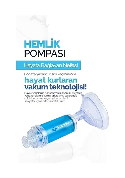 Heimlich Pompası, Yabancı Cisim Çıkarma Cihazı, 2'li Set, Yetişkin ve Çocuk Boy fiyatları