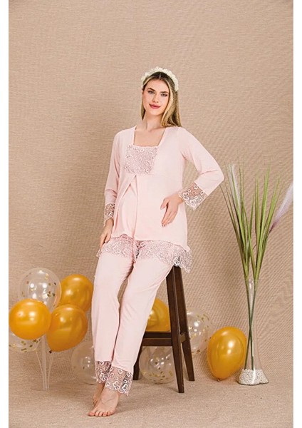 Lady Lingerie Uzun Kollu,dantelli Lohusa-Hamile Pijama Takımı fiyatları