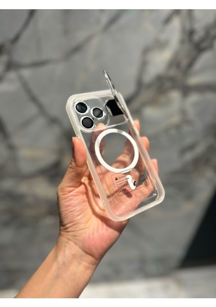 IPHONE 14 Pro Lensli Magsafe Özellikli Şeffaf Beyaz Telefon Kılıfı modelleri