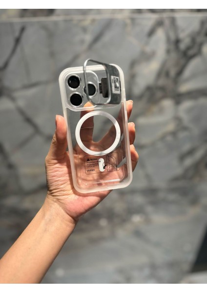 IPHONE 14 Pro Lensli Magsafe Özellikli Şeffaf Beyaz Telefon Kılıfı fırsatları