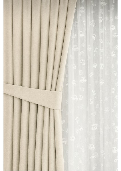 Nova Keten Fon Perde Ekru Krem 1 / 3 Sık Pileli (Tek Kanat ) Tül, Pano, Fon, Blackout, modelleri