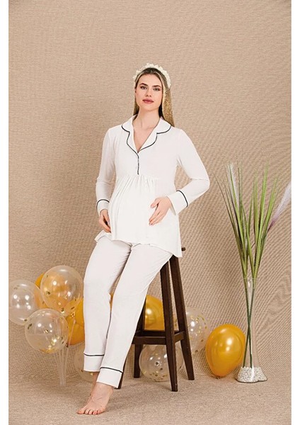 Lady Lingerie 2li Dantelli Hamile Pijama Takımı