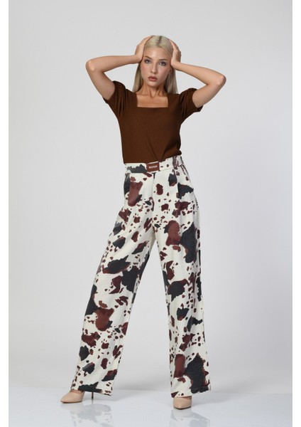 Big Dart Kare Yaka Örme Bluz - Kahverengi Kahverengi - Standart modelleri