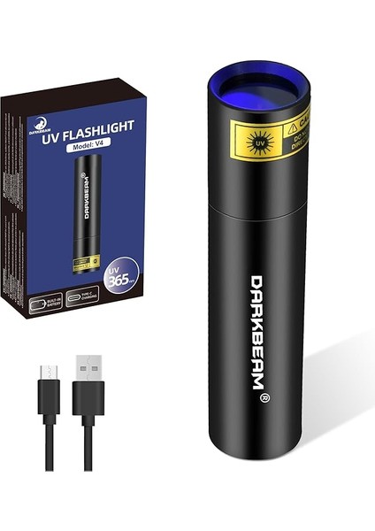 365NM Uv El Feneri Siyah Işık, Mini El Feneri Güçlü USB Şarj Edilebilir, Ultraviyole Ahşap Lamba, Idrar Dedektörü, Kehribar, Kayalar, Uranyum Camı, Reçine, V4