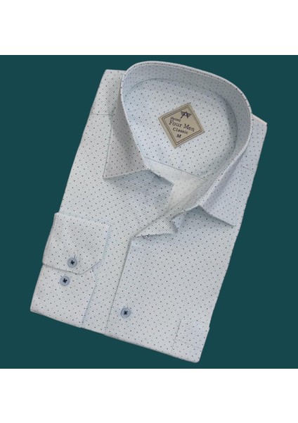 Klasik Geniş Kesim Desenli Uzun Kollu Erkek Gömlek