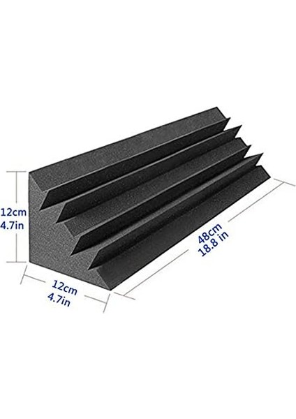 4 Adet Akustik Paneller Stüdyo Akustik Geçirmez Köpük, Tedavisi Bas Tuzak Köşesi, Panelleri Takozlar, 12X12X48CM fırsatları