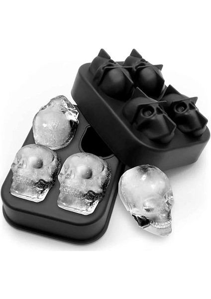 Chef Eysigo Kurukafa Buz Kalıbı, Silikon, 4 Bölümlü, Siyah