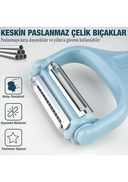 3'ü 1 Arada Patates ve Sebze Soyucu – Paslanmaz Çelik Bıçaklı, Düz + Tırtıklı + Jülyen Soyma, Ergonomik Sap, Bulaşık Makinesine Uygun, Kompakt ve Dayanıklı Mutfak Gereci fırsatları