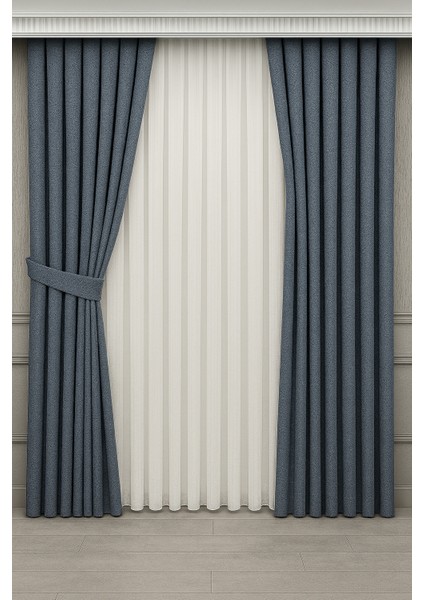 Nova Keten Fon Perde Soğuk Mavi 1 / 3 Sık Pileli (Tek Kanat ) Tül, Pano, Fon, Blackout, fiyatları