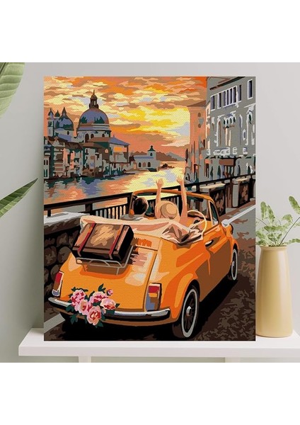 Hobi Sanat Sayılarla Boyama Tuval Seti Fırça Boya Dahil (Çıtalı) 40X50 cm - Tatil