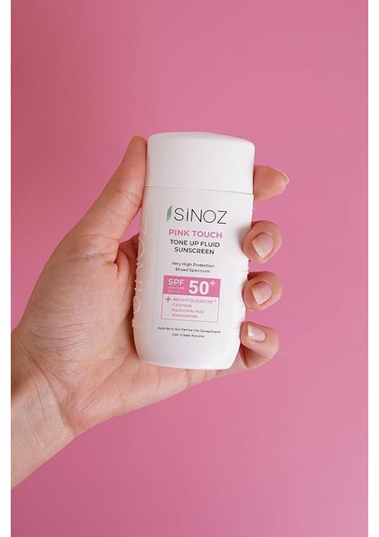 SPF50 Pink Touch Aydınlatıcı Sıvı Yüz Güneş Kremi Yeni Nesil Güneş Filtreleri Hibrit Formül 50ML fırsatları
