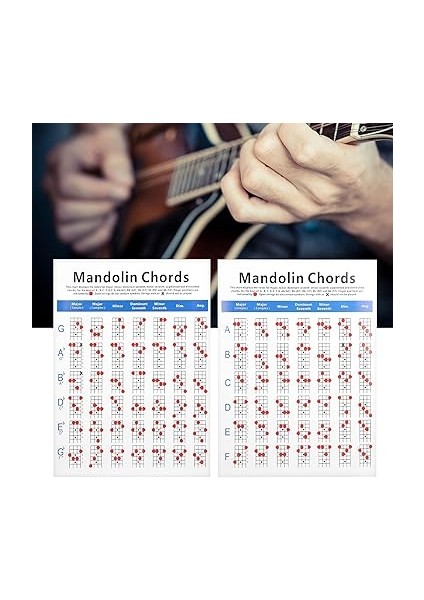 Mandolin Akor Alıştırma Tablosu, Yeni Başlayanlara Yönelik Rehberlik Için Klavye Notaları Kaplamalı Kağıt modelleri