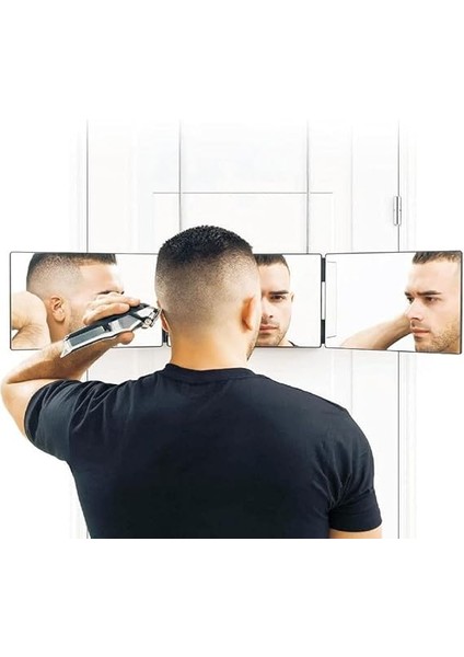 360 Derece 3 Yön Kişisel Saç Sakal Kesimi Berber Aynası - Teleskopik Duvar Askısı - Katlanabilir Tasarım - Makyaj, Sakal Saç Tasarımı, Kişisel Bakım Aynası modelleri